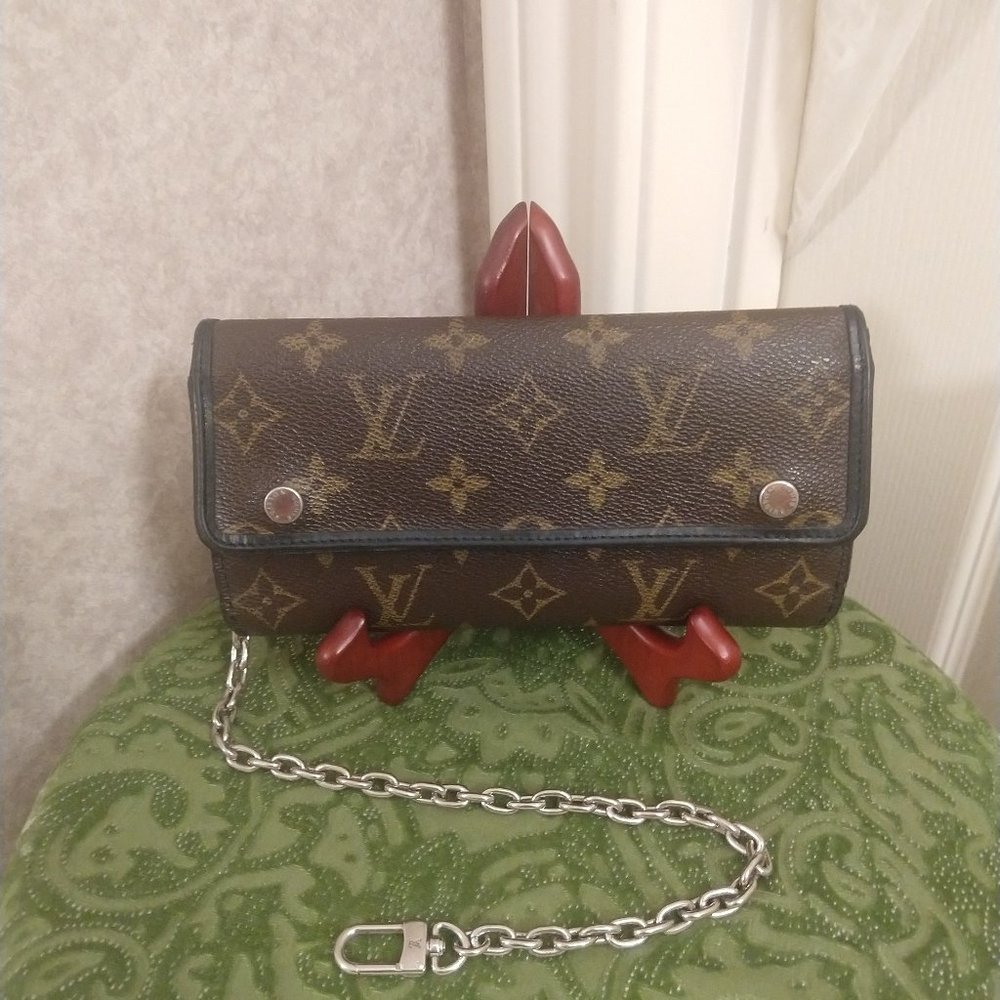 Louis Vuitton Macassar Tri-fold Wallet with Chain